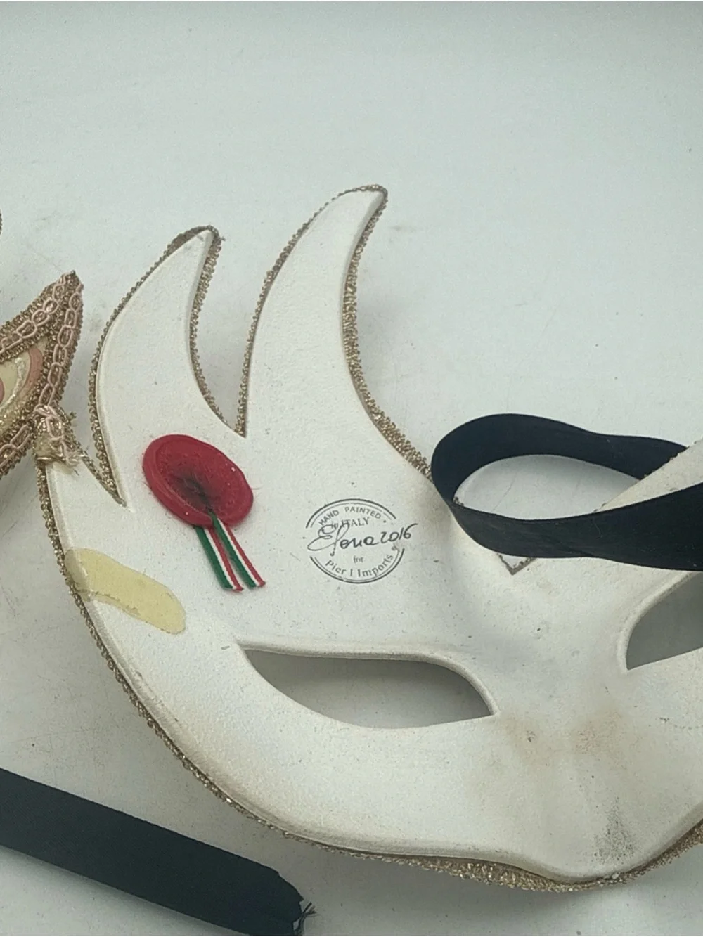 Pair Of Pier 1 Venetian Masquerade Masks 2016 Elena Italy Wax Seal Set